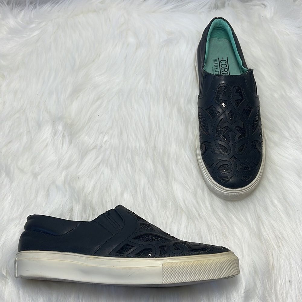 Corral Black Leather‎ Inlay Slip On Sneaker/Casual Shoes Sz 7